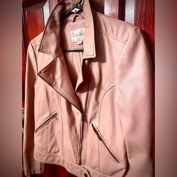 New women’s vegan leather mauve nude moto jacket size M - Picture 2 of 16
